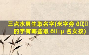 三点水男生取名字(米字旁 🦁 的字有哪些取 🐵 名女孩)